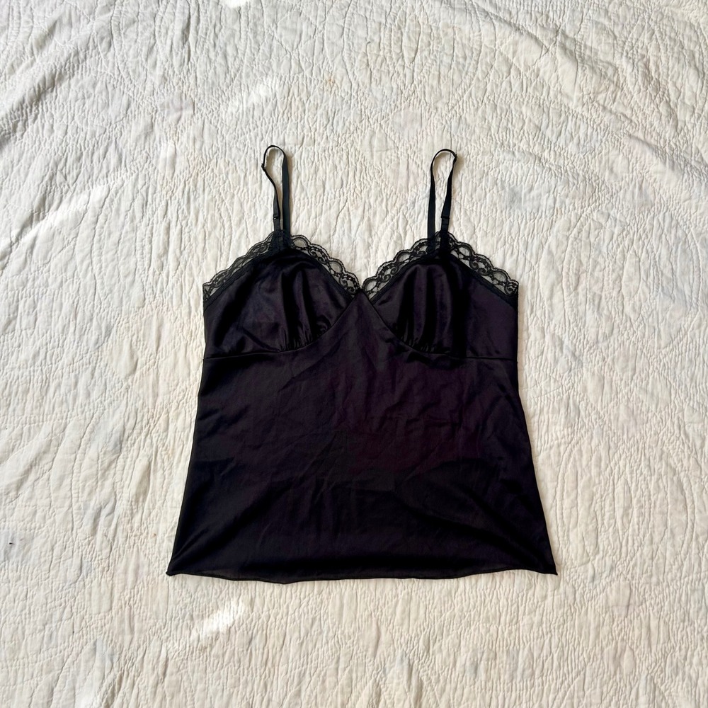 Vintage Deena Black Lace Trim Cami Top Style 2290 Size 34